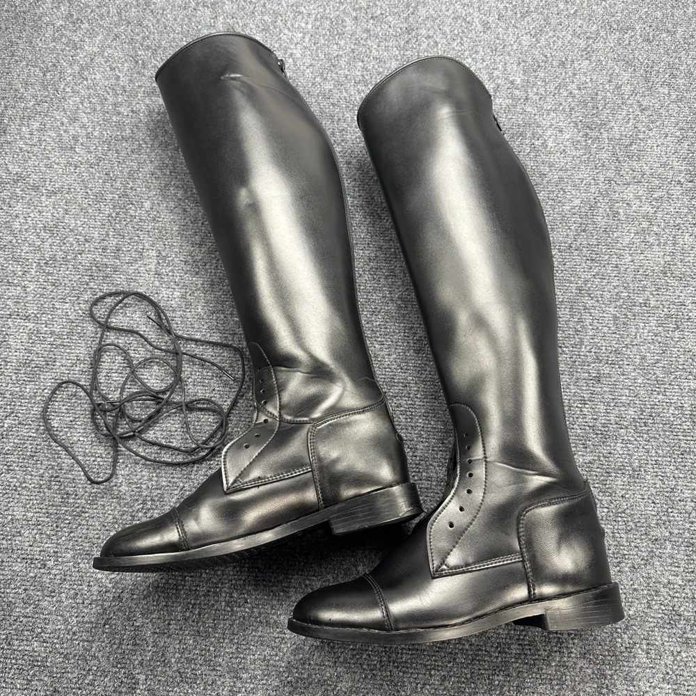 Equistar Equestrian Tall Field Riding Black Synthetic Leather Boots Horseback